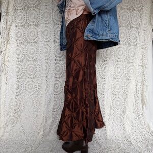Vintage Moon Light Brown Satin Maxi Skirt Women’s Size Large Made in USA
